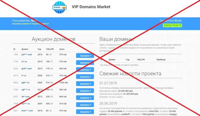 VIP Domains Market — отзывы. Лохотрон и развод на заработке